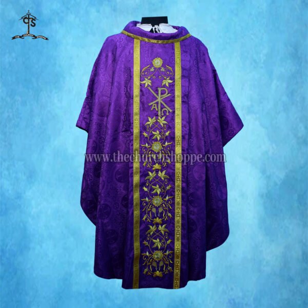 VIOLET GOTHIC VESTMENT WITH CHI RHO EMBROIDERY