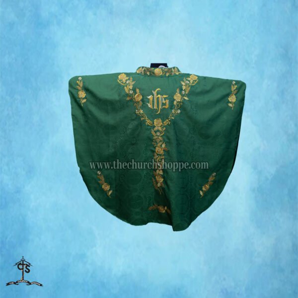 GREEN GOTHIC VESTMENT WITH IHS EMBROIDERY