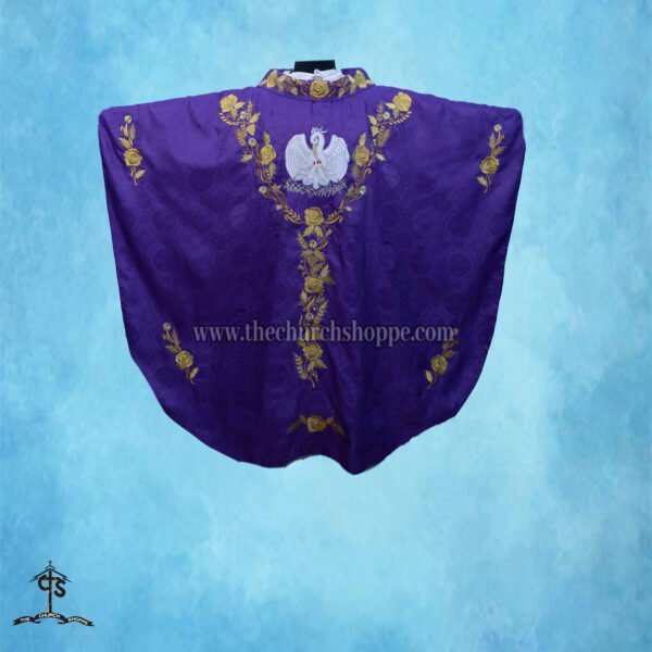 VIOLET GOTHIC VESTMENT WITH PELICAN EMBROIDERY