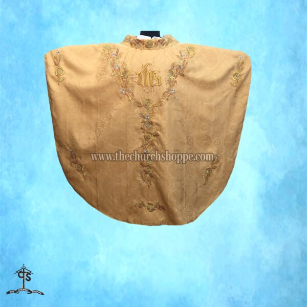 YELLOW GOTHIC VESTMENT WITH IHS EMBROIDERY