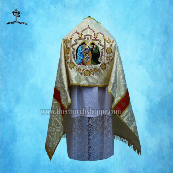 METALLIC GOLD HUMERAL VEIL WITH NATIVITY EMBROIDERY