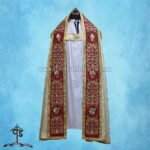 METALLIC GOLD ROMAN COPE AND STOLE SET WITH THREE HOLY HEARTS EMBROIDERY - Image 3