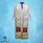 METALLIC GOLD ROMAN COPE AND STOLE SET WITH THREE HOLY HEARTS EMBROIDERY - Image 4