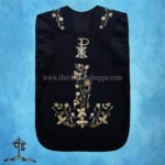BLACK ROMAN FIDDLEBACK CHASUBLE AND MASS SET WITH PAX EMBROIDERY - Image 3