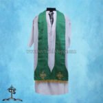 GREEN ROMAN FIDDLEBACK CHASUBLE AND MASS SET WITH IHS EMBROIDERY - Image 4