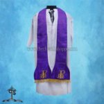 VIOLET ROMAN FIDDLEBACK CHASUBLE AND MASS SET WITH PELICAN EMBROIDERY - Image 4