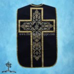 BLACK ROMAN FIDDLEBACK CHASUBLE AND MASS SET WITH PAX EMBROIDERY - Image 2