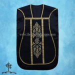 BLACK ROMAN FIDDLEBACK CHASUBLE AND MASS SET WITH PAX EMBROIDERY - Image 3
