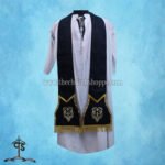 BLACK ROMAN FIDDLEBACK CHASUBLE AND MASS SET WITH PAX EMBROIDERY - Image 4