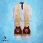 YELLOW ROMAN FIDDLEBACK CHASUBLE AND MASS SET WITH IHS EMBROIDERY - Image 4
