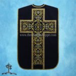BLACK ROMAN FIDDLEBACK CHASUBLE AND MASS SET WITH PAX EMBROIDERY - Image 2