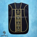 BLACK ROMAN FIDDLEBACK CHASUBLE AND MASS SET WITH PAX EMBROIDERY - Image 3