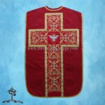 RED ROMAN FIDDLEBACK CHASUBLE AND MASS SET WITH HOLY SPIRIT EMBROIDERY - Image 2