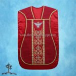 RED ROMAN FIDDLEBACK CHASUBLE AND MASS SET WITH HOLY SPIRIT EMBROIDERY - Image 3