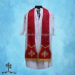 RED ROMAN FIDDLEBACK CHASUBLE AND MASS SET WITH HOLY SPIRIT EMBROIDERY - Image 4