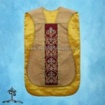 YELLOW ROMAN FIDDLEBACK CHASUBLE AND MASS SET WITH IHS EMBROIDERY - Image 3