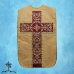 YELLOW ROMAN FIDDLEBACK CHASUBLE AND MASS SET WITH IHS EMBROIDERY - Image 2
