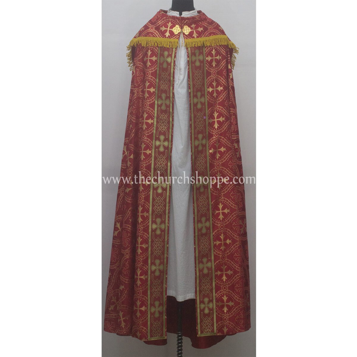 METALLIC RED GOTHIC COPE AND STOLE SET WITH HOLY SPIRIT EMBROIDERY - Image 2