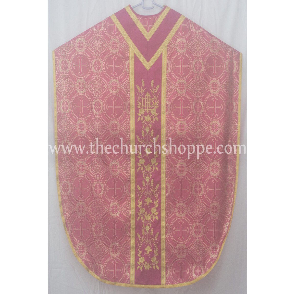 METALLIC DARK ROSE ST. PHILIP NERI VESTMENT AND MASS SET WITH IHS EMBROIDERY - Image 2