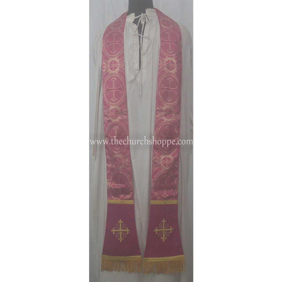 METALLIC DARK ROSE ST. PHILIP NERI VESTMENT AND MASS SET WITH IHS EMBROIDERY - Image 3