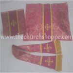 METALLIC DARK ROSE ST. PHILIP NERI VESTMENT AND MASS SET WITH IHS EMBROIDERY - Image 4