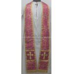 METALLIC DARK ROSE ROMAN COPE AND STOLE SET WITH IHS EMBROIDERY - Image 3