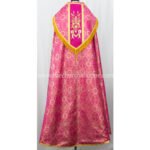 METALLIC DARK ROSE GOTHIC COPE AND STOLE SET WITH IHS EMBROIDERY