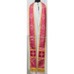 METALLIC DARK ROSE GOTHIC COPE AND STOLE SET WITH IHS EMBROIDERY - Image 3