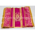METALLIC DARK ROSE HUMERAL VEIL WITH IHS EMBROIDERY - Image 3
