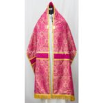 METALLIC DARK ROSE HUMERAL VEIL WITH IHS EMBROIDERY - Image 2