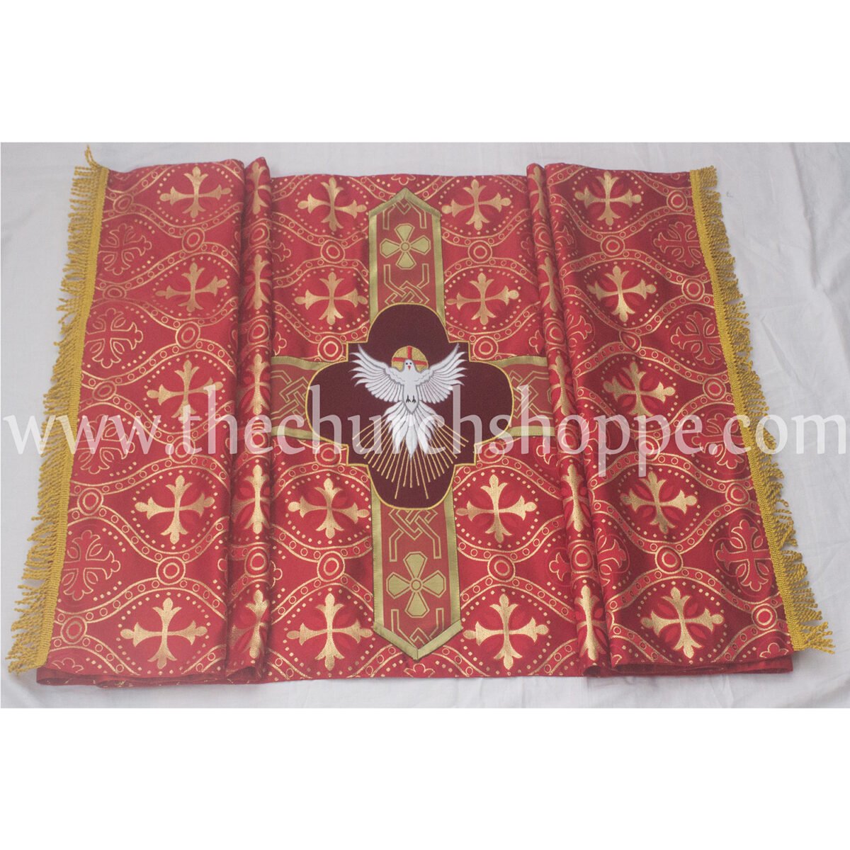 METALLIC GOLD HUMERAL VEIL WITH IHS EMBROIDERY - Image 2