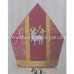 METALLIC DARK ROSE MITRE WITH AGNUS DEI EMBROIDERY