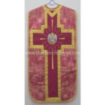 METALLIC DARK ROSE ROMAN FIDDLEBACK CHASUBLE AND MASS SET WITH PELICAN EMBROIDERY