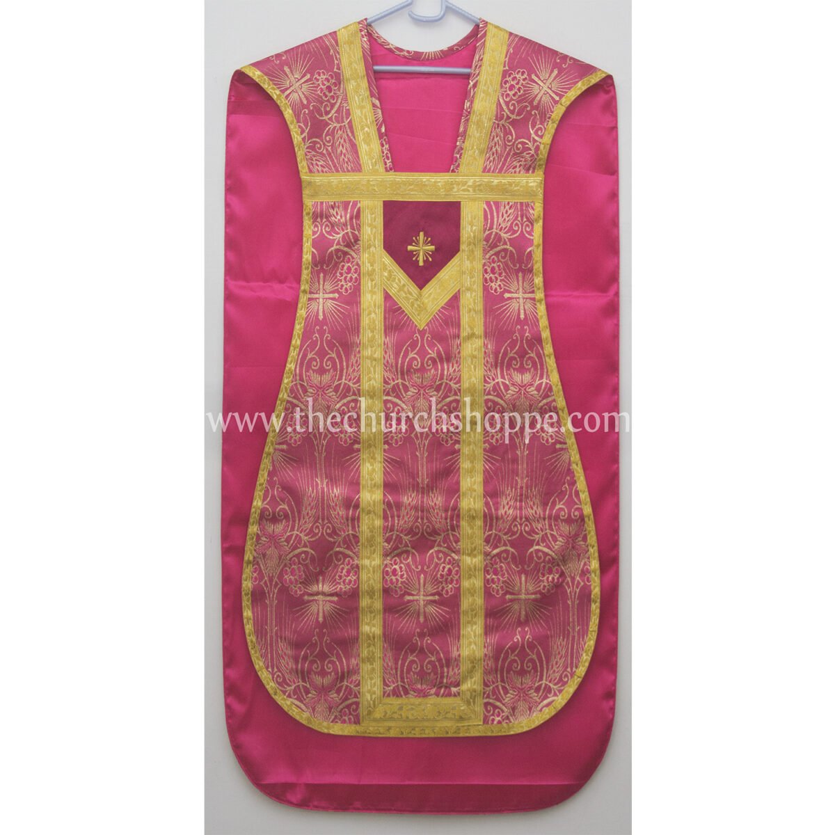 METALLIC DARK ROSE ROMAN FIDDLEBACK CHASUBLE AND MASS SET WITH PELICAN EMBROIDERY - Image 2