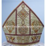 METALLIC GOLD MITRE WITH IHS EMBROIDERY