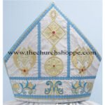 METALLIC SILVER MITRE WITH AM EMBROIDERY