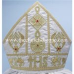 WHITE MITRE WITH IHS EMBROIDERY