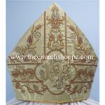 METALLIC GOLD MITRE WITH IHS EMBROIDERY