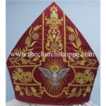 RED MITRE WITH HOLY SPIRIT EMBROIDERY