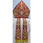 RED MITRE WITH HOLY SPIRIT EMBROIDERY - Image 2