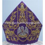 VIOLET MITRE WITH PELICAN EMBROIDERY