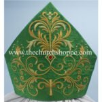 GREEN MITRE WITH ECCLESIASTICAL EMBROIDERY