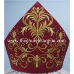 RED MITRE WITH ECCLESIASTICAL EMBROIDERY