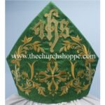 GREEN MITRE WITH IHS EMBROIDERY