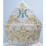 METALLIC SILVER MITRE WITH AM EMBROIDERY
