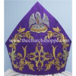 VIOLET MITRE WITH PELICAN EMBROIDERY