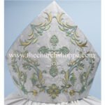 METALLIC SILVER MITRE WITH ECCLESIASTICAL EMBROIDERY