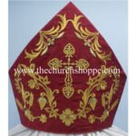 RED MITRE WITH ECCLESIASTICAL EMBROIDERY