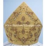 YELLOW MITRE WITH ECCLESIASTICAL EMBROIDERY
