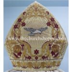 METALLIC GOLD MITRE WITH HOLY SPIRIT EMBROIDERY